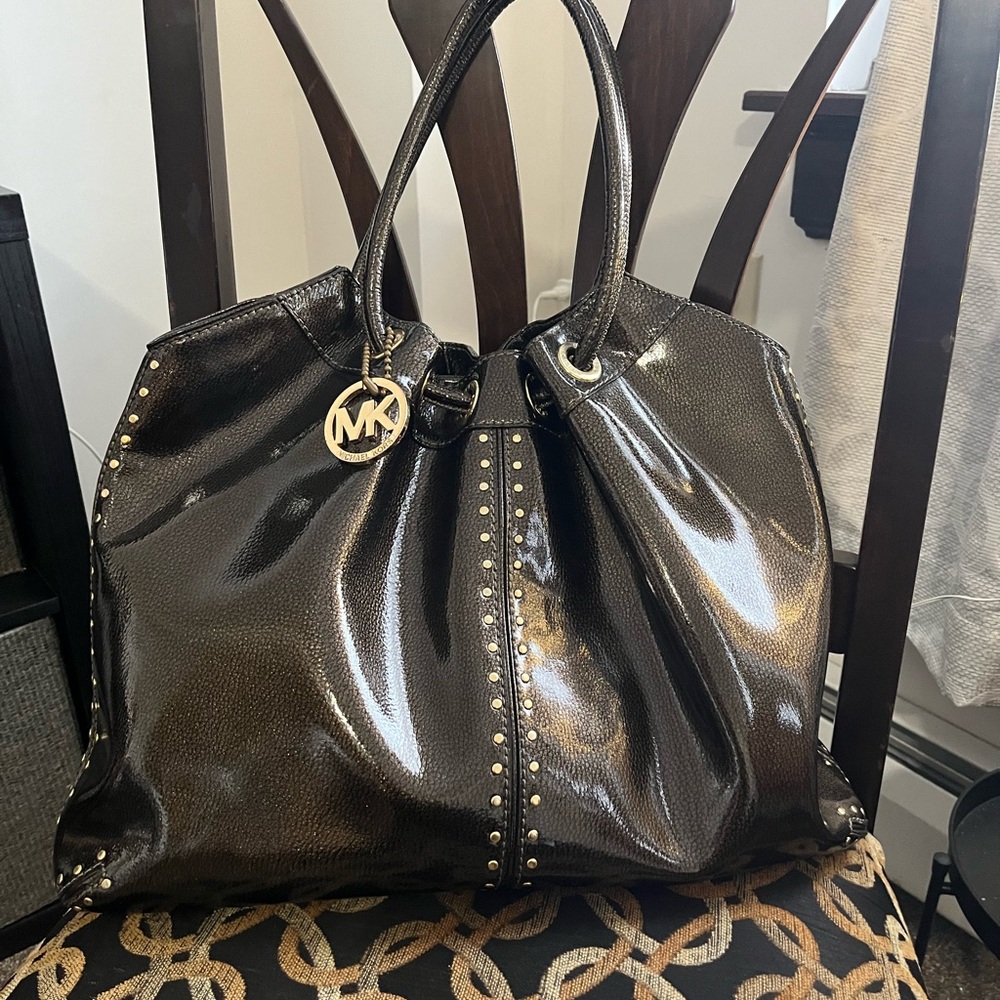 Michael Kors Glossy Dark Brown Tote